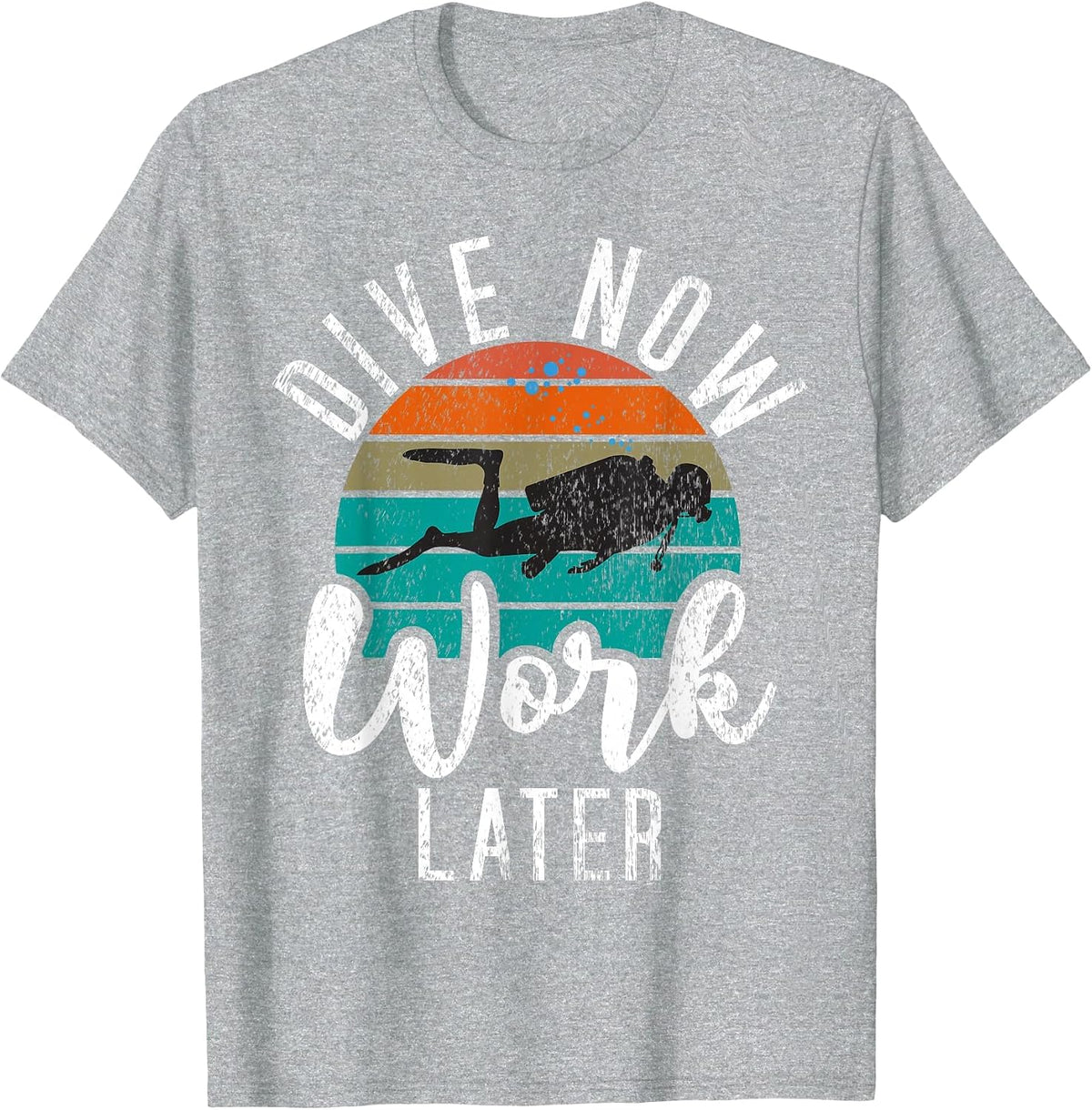 Dive Now Work Later Diving T-Shirt - Heather Grey