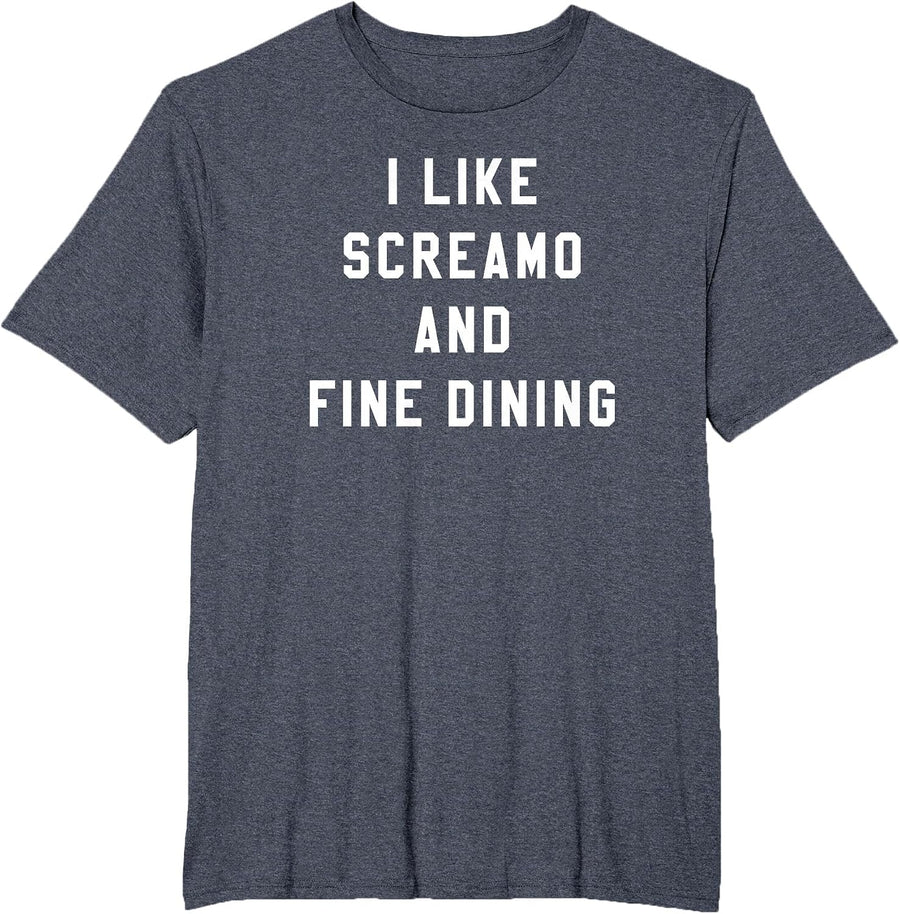 I Like Screamo and FINE Dining Funny Emo Goth Punk Music T-Shirt, Men's Big and Tall, Heather Blue, 3X Tall - As Pictured
