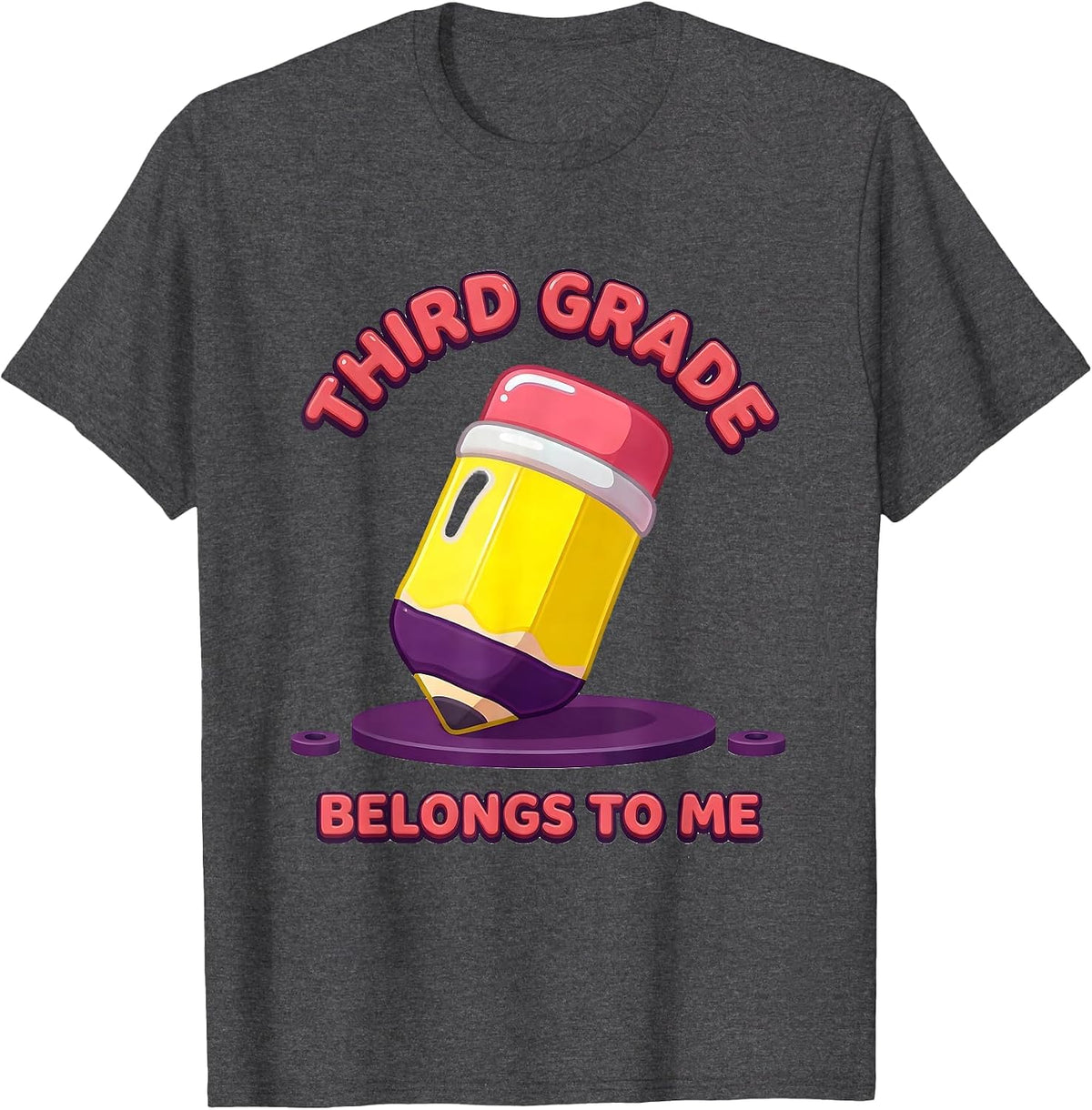 Third Grade Belongs To Me Cute Back To School Teacher Kid T-Shirt - Dark Heather Grey