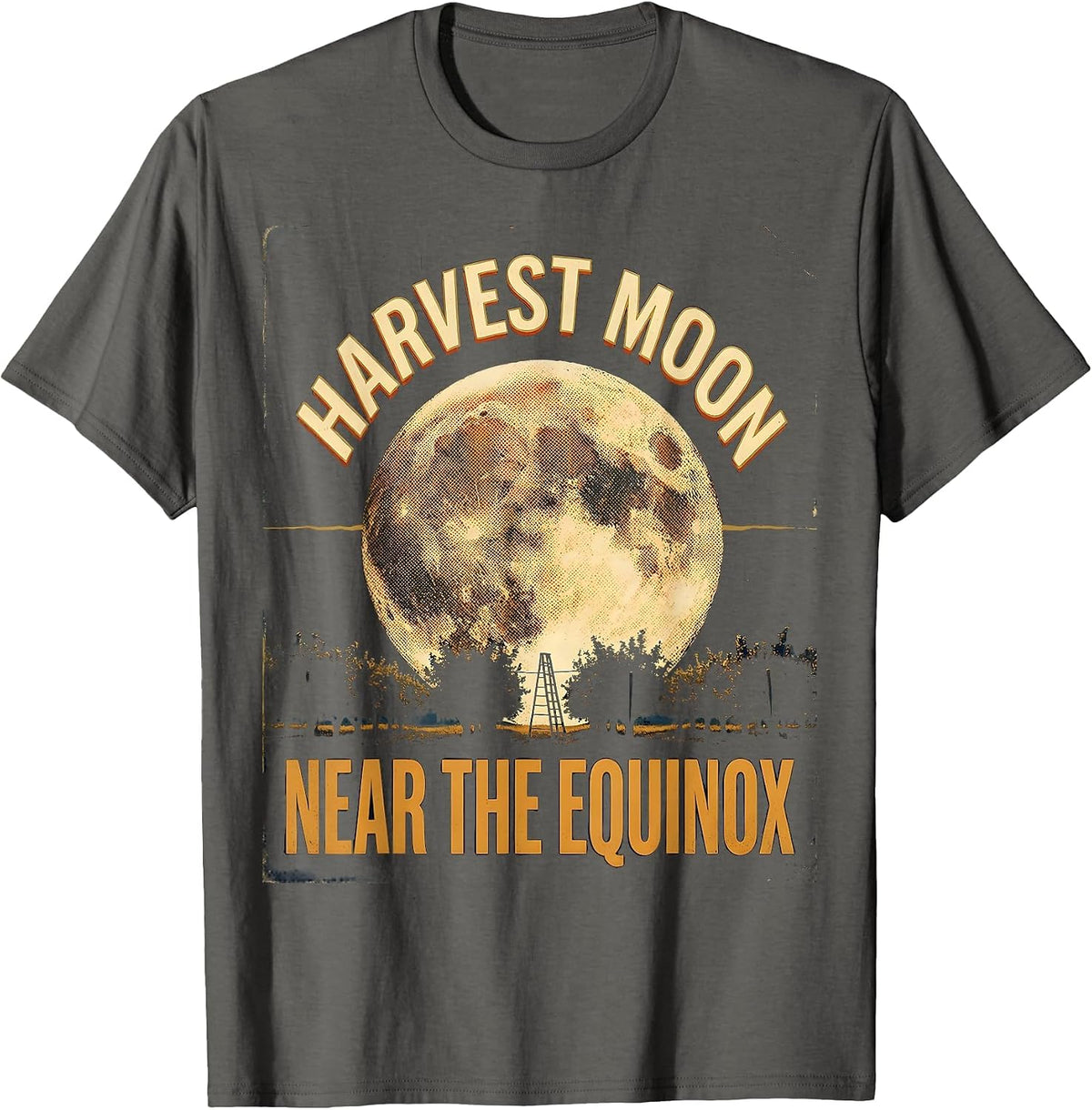 Men's Harvest Moon, Near The Equinox Vintage Astronomy Science T-Shirt - Asphalt Grey