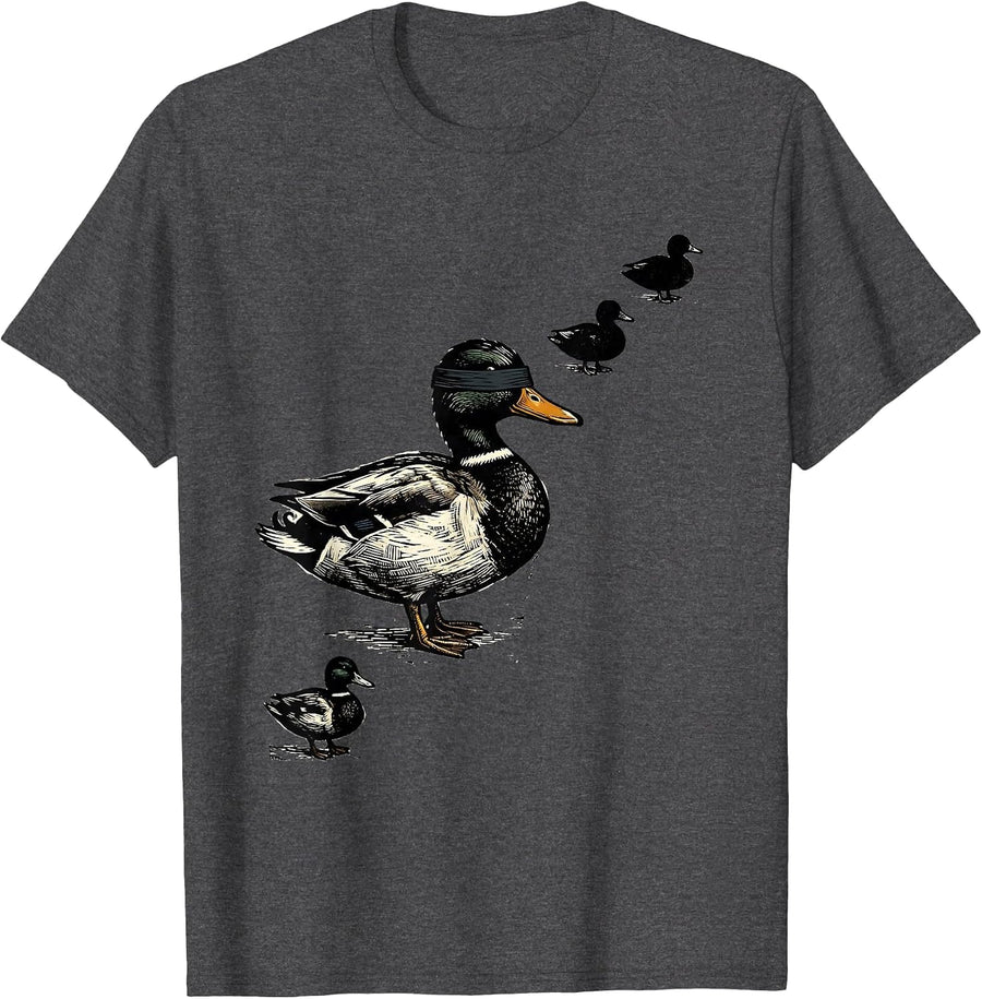 Men's Carved Duck Silhouettes Funny Duck Lover Novelty Gift T-Shirt - Dark Heather Grey