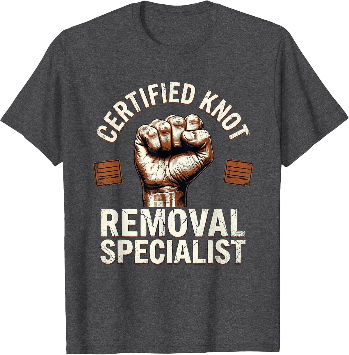 Men's Certified Knot Removal Specialist Funny Massage Therapist T-Shirt - Dark Heather Grey