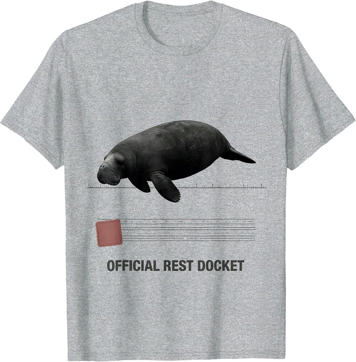 Men's Official Rest Docket Minimalist Manatee Sea Cow Wildlife T-Shirt - Heather Grey
