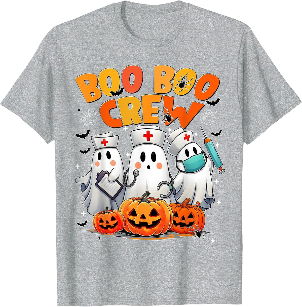 Boo Boo Crew Nurse Ghost Halloween Costumes Men Women T-Shirt - Heather Grey