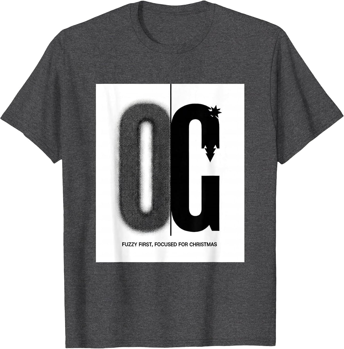 Men's Fuzzy First Focused For Christmas Optometrist Eye Doctor T-Shirt - Dark Heather Grey