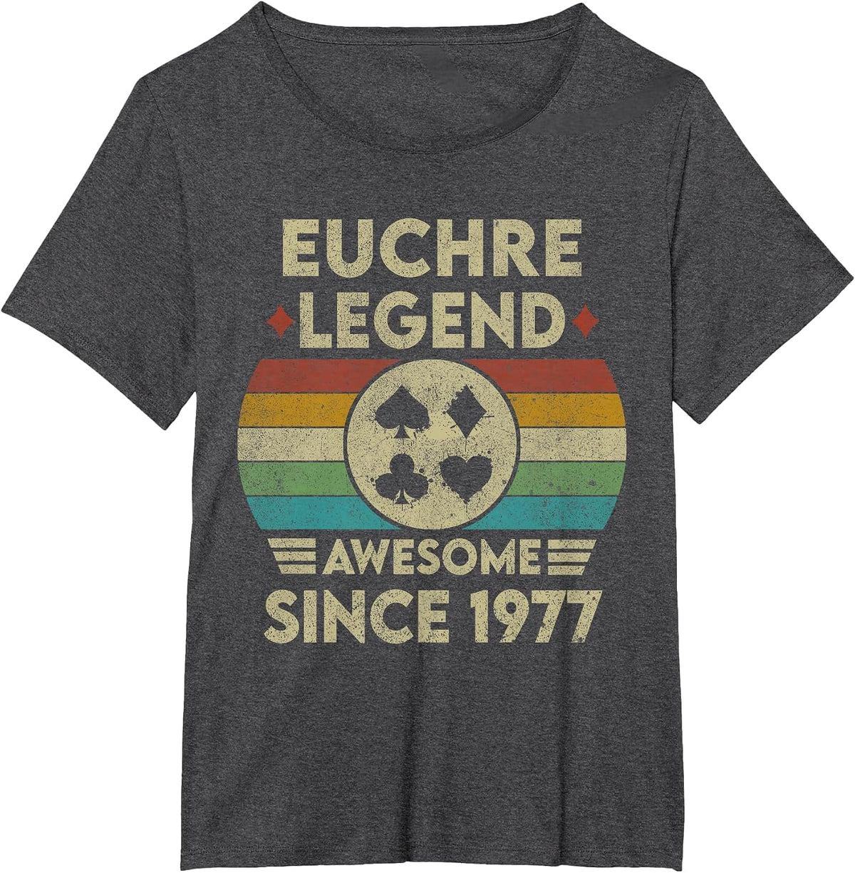 Euchre Legend 46 Years Old Awesome Since 1977 Euchre T-Shirt - Dark Heather Grey