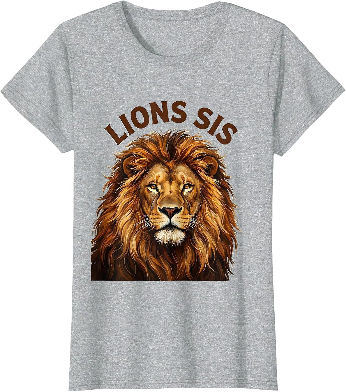 Lions Sis Bold Lion Animal Pride Fan Artwork T-Shirt - Heather Grey
