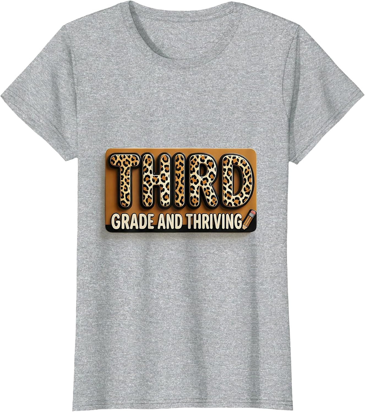 Third Grade And Thriving Leopard Teacher Back To School Girl T-Shirt - Heather Grey