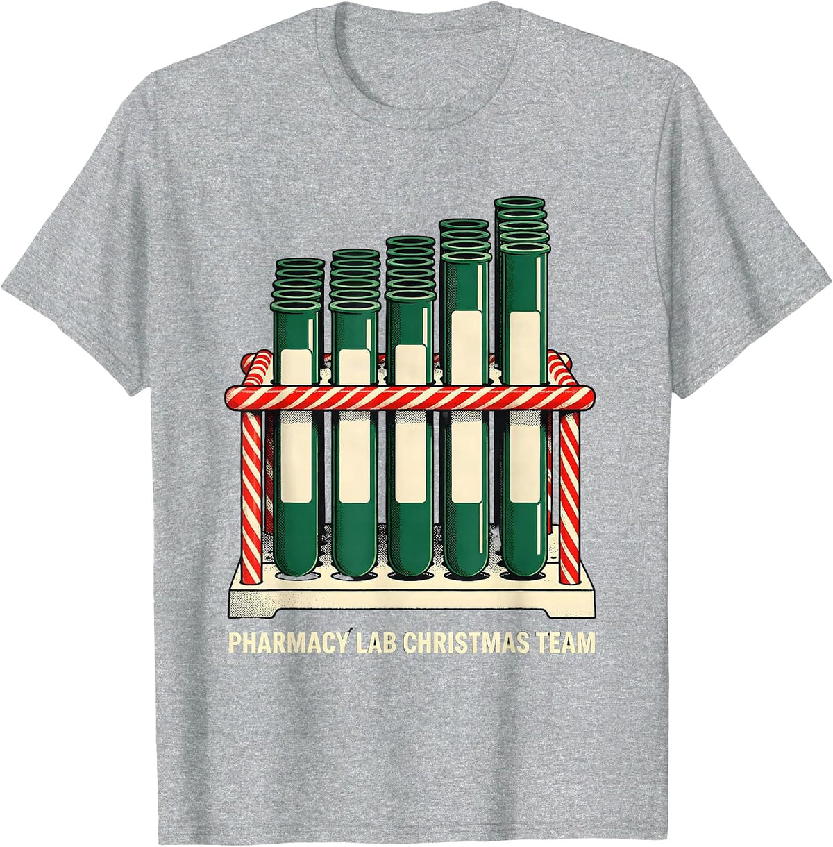 Men's Pharmacy Lab Christmas Team Funny Pharmacy Tech Squad T-Shirt - Heather Grey