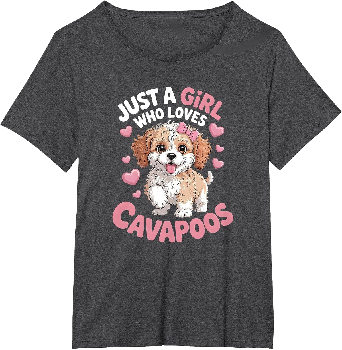 Girls Cavapoo T-Shirt - Dark Heather Grey