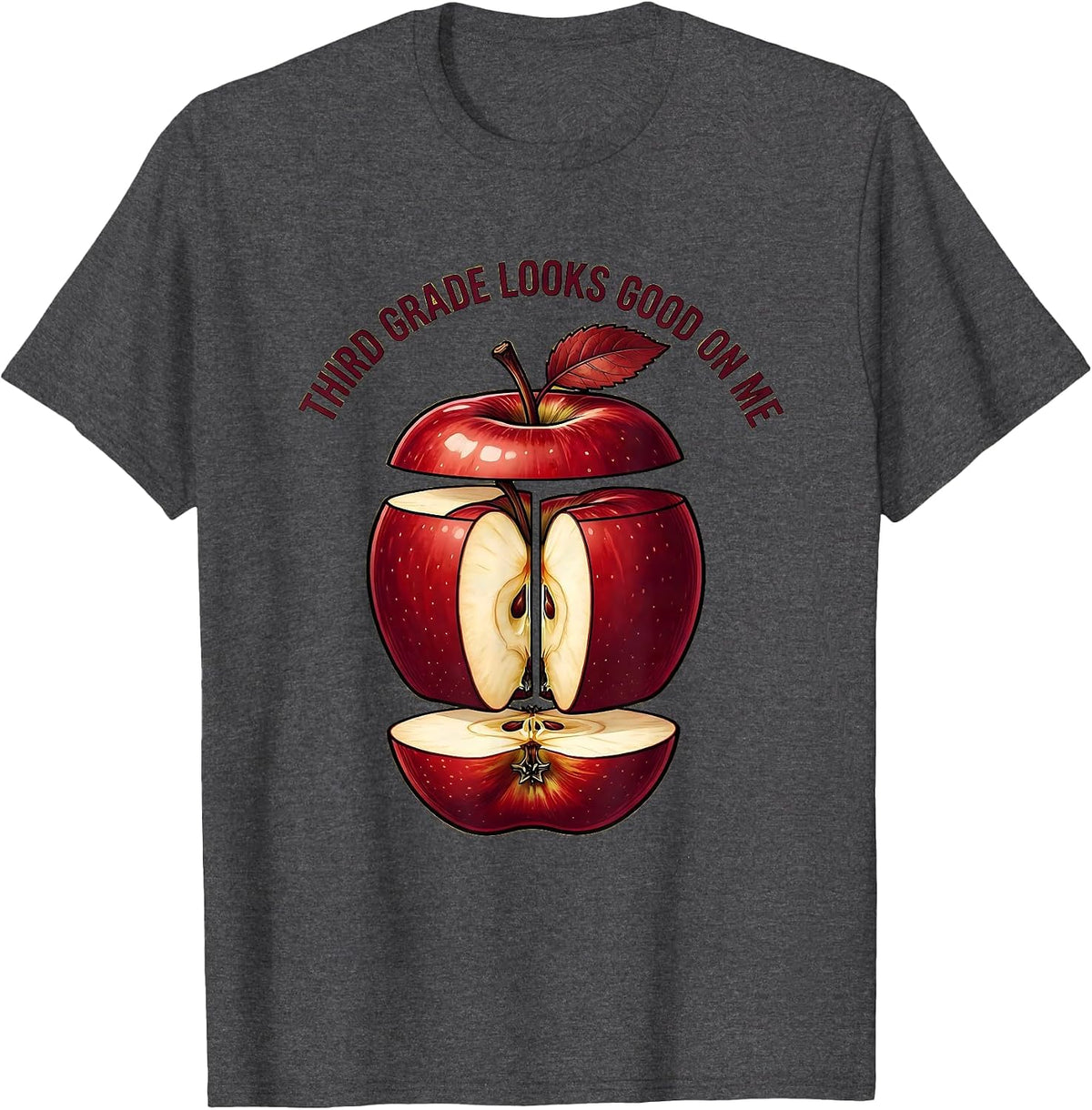 Men's Third Grade Looks Good On Me Teacher Design T-Shirt - Dark Heather Grey