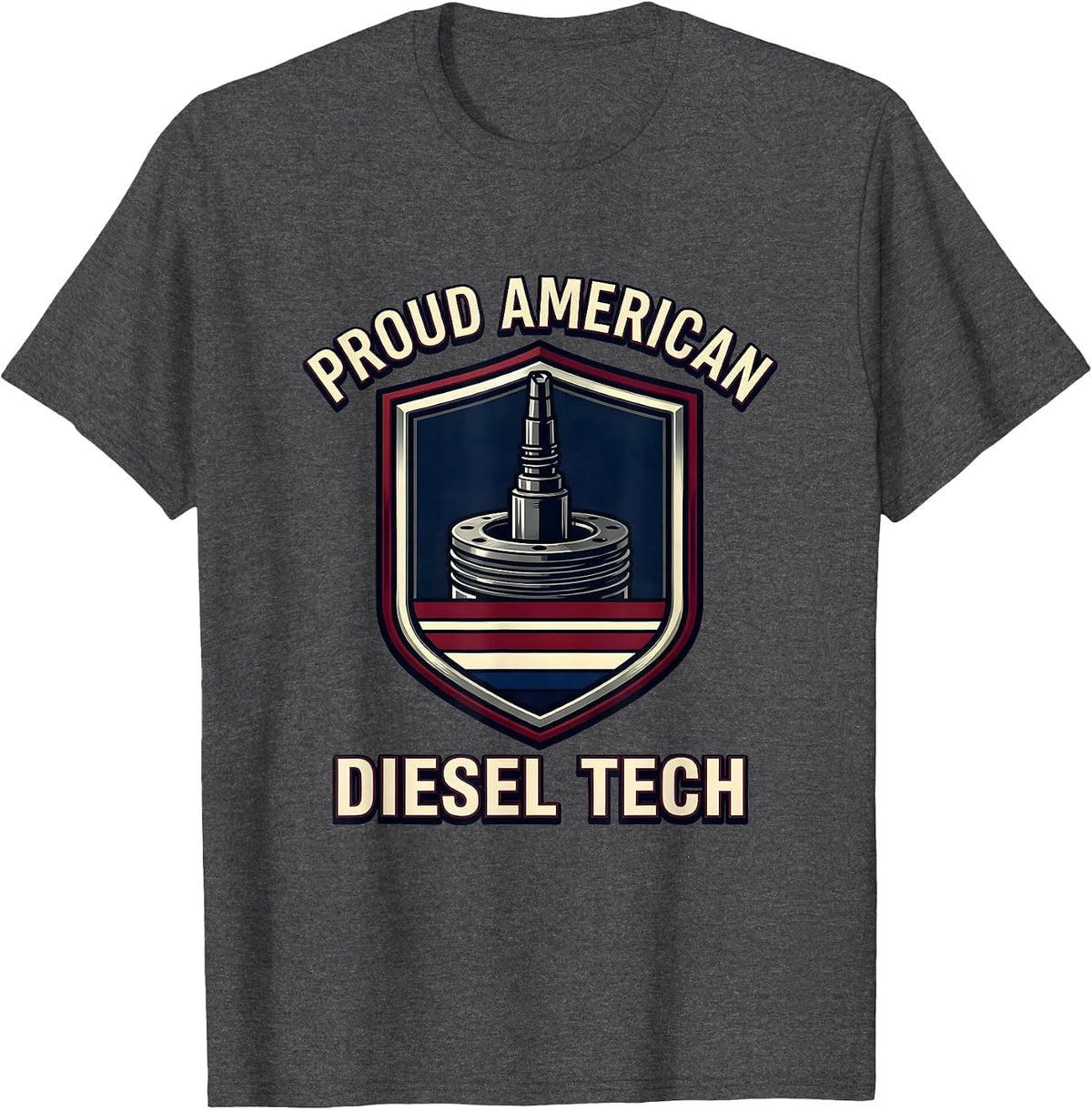 Men's Proud American Diesel Tech Patriotic Oilfield Worker Diesel T-Shirt - Dark Heather Grey