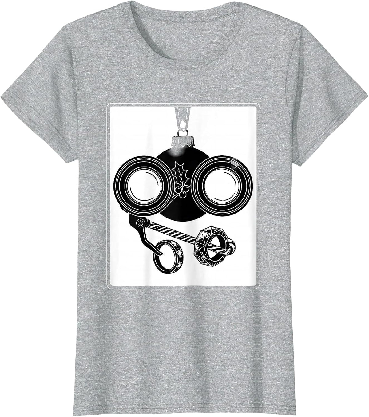 Women's Trial Frame Ornament Christmas Optometrist Eye Doctor Gift T-Shirt - Heather Grey