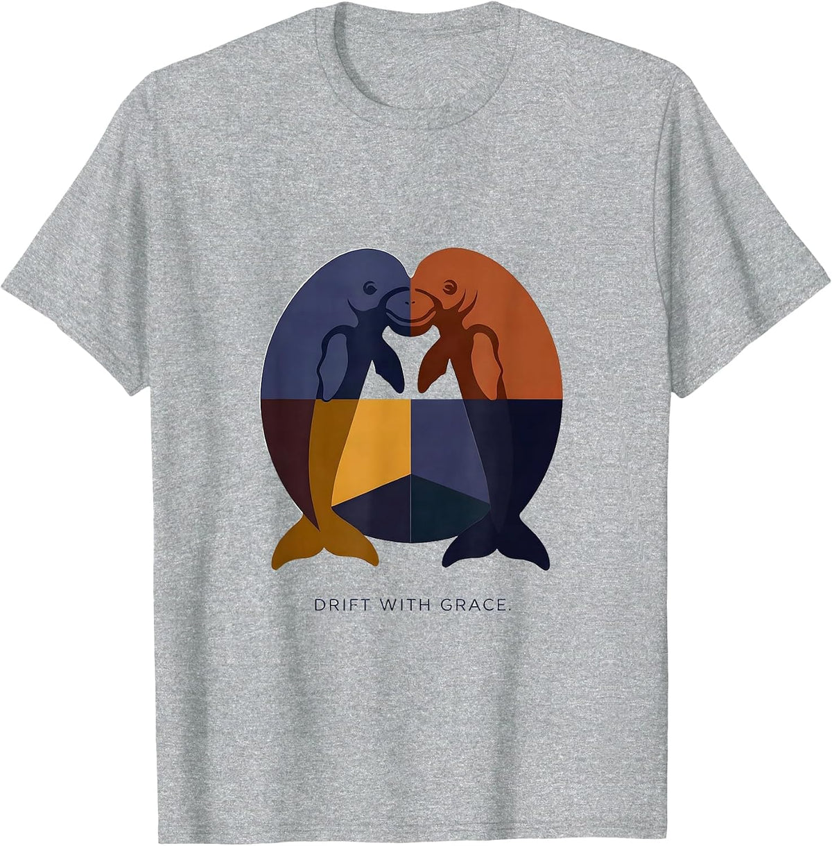 Men's Drift With Grace Quilt Block Manatee Lover Gift T-Shirt - Heather Grey