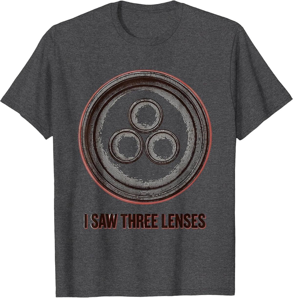 Men's I Saw Three Lenses Funny Optometrist Eye Doctor Christmas T-Shirt - Dark Heather Grey