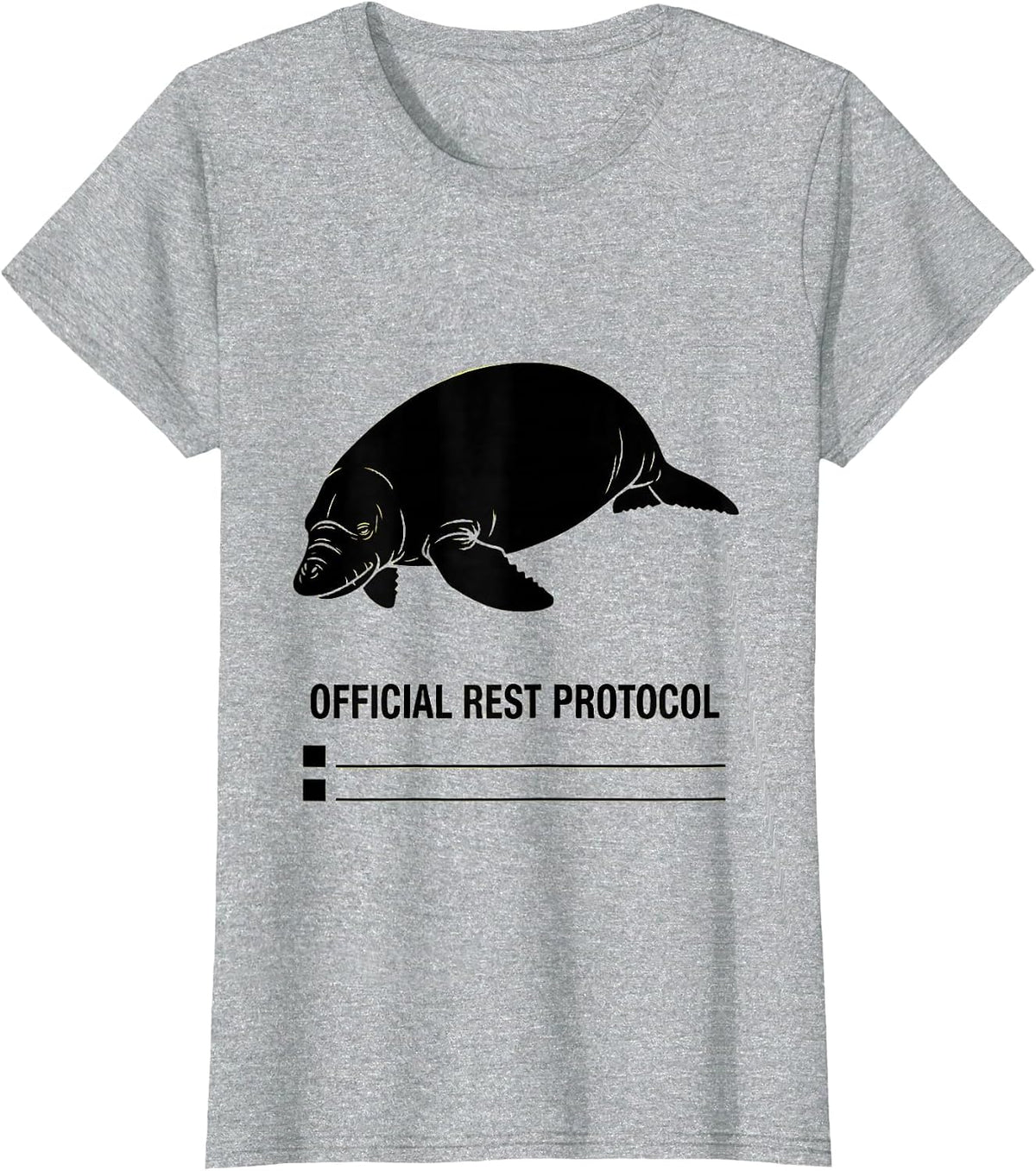 Official Rest Protocol Funny Manatee Wildlife Humor T-Shirt - Heather Grey