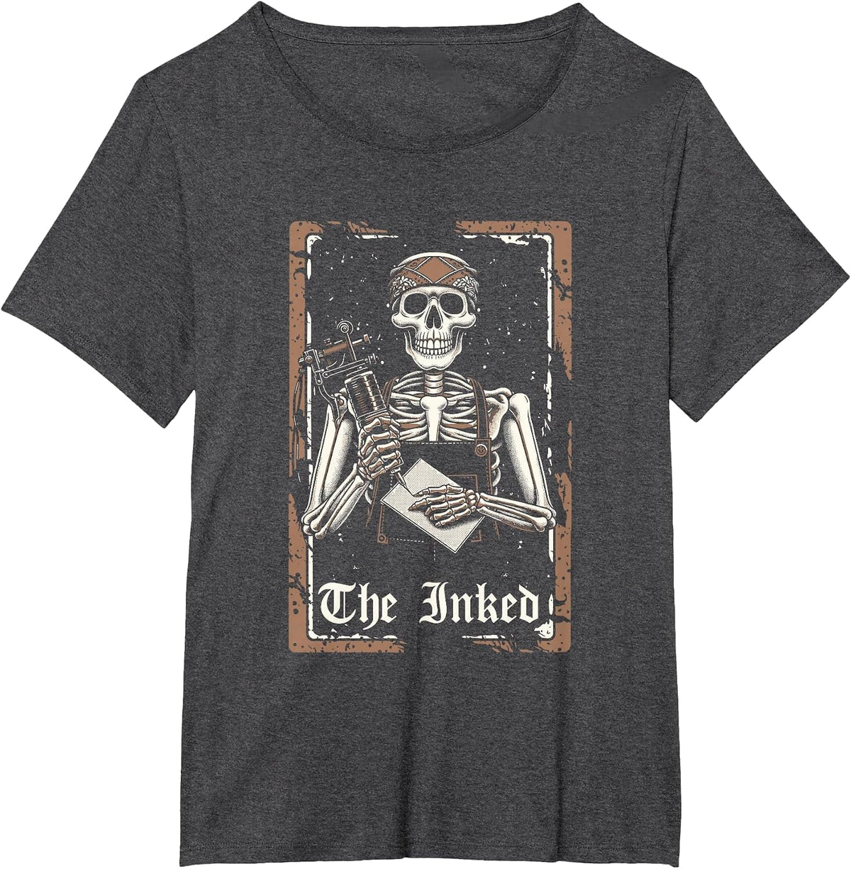 Tattoo Artist Tattooist Tattoos - Skeleton Tarot Card T-Shirt - Dark Heather Grey