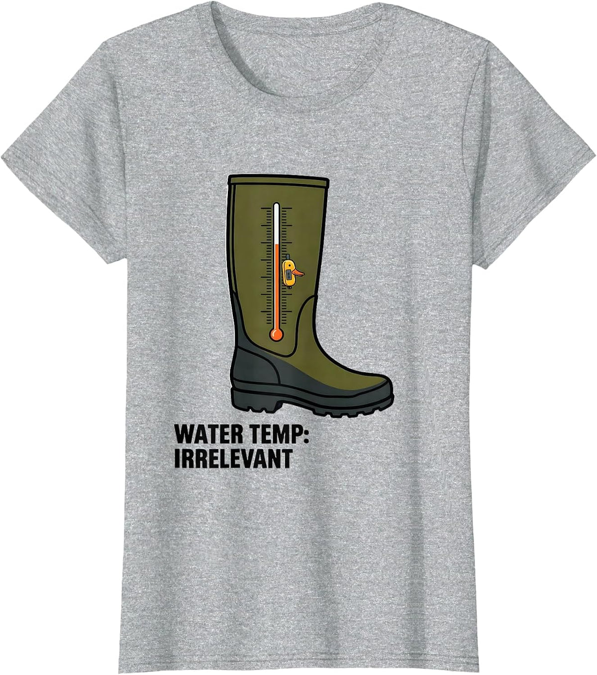 Water Temp: Irrelevant Editorial Conceptual Duck Hunting T-Shirt - Heather Grey