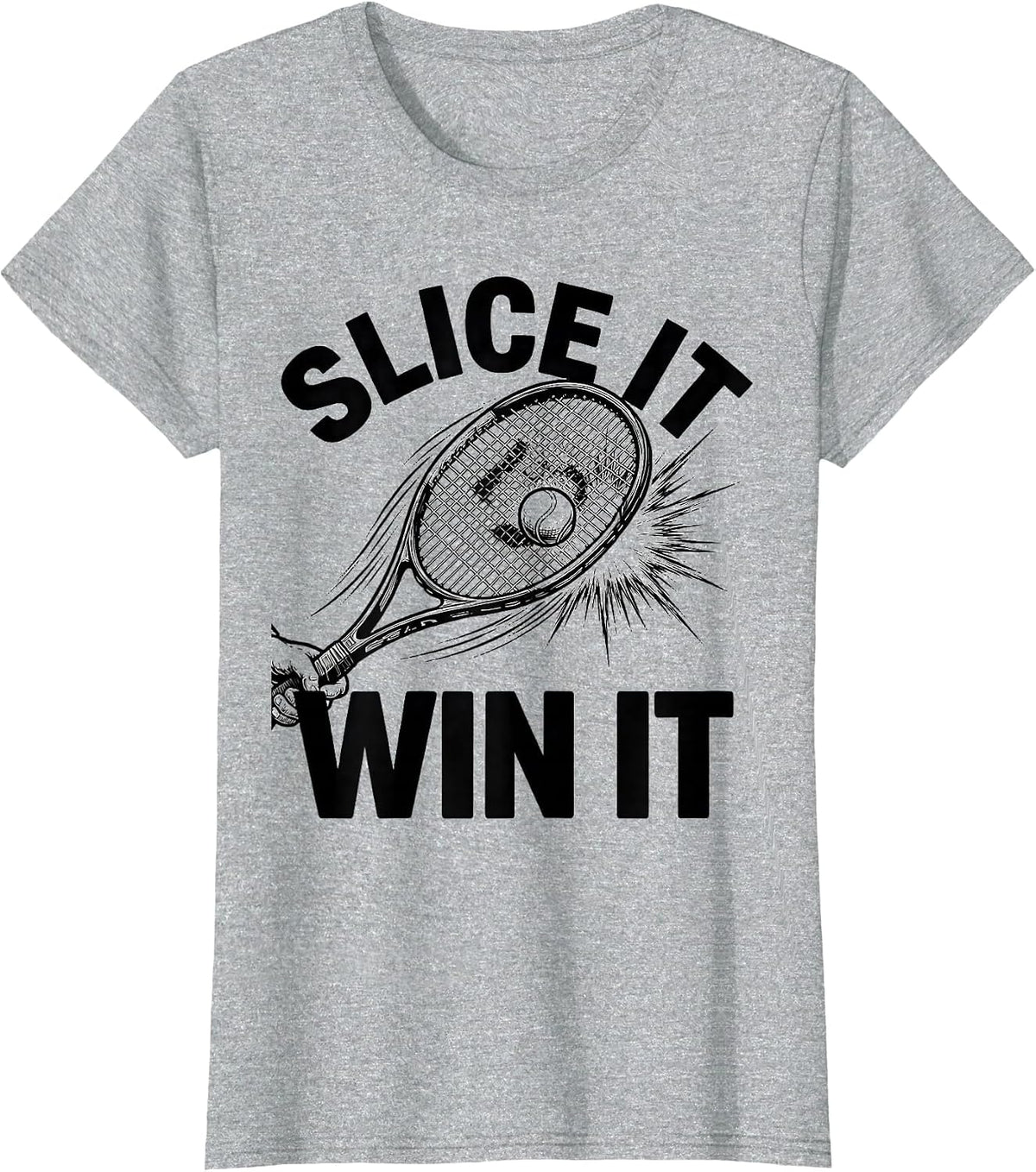 Slice It Win It Tennis Graphic Design T-Shirt - Heather Grey