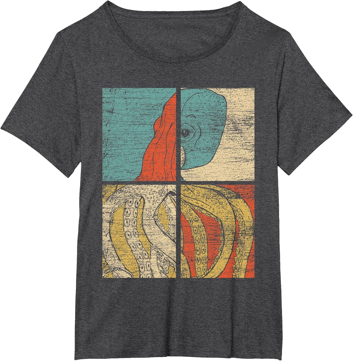 Pop Art Squid Octopus T-Shirt - Dark Heather Grey