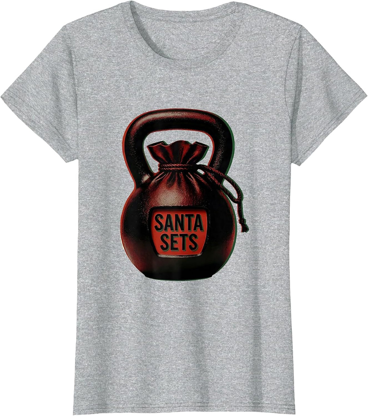 Santa Sets Editorial Conceptual Christmas Gym Weightlifting T-Shirt - Heather Grey