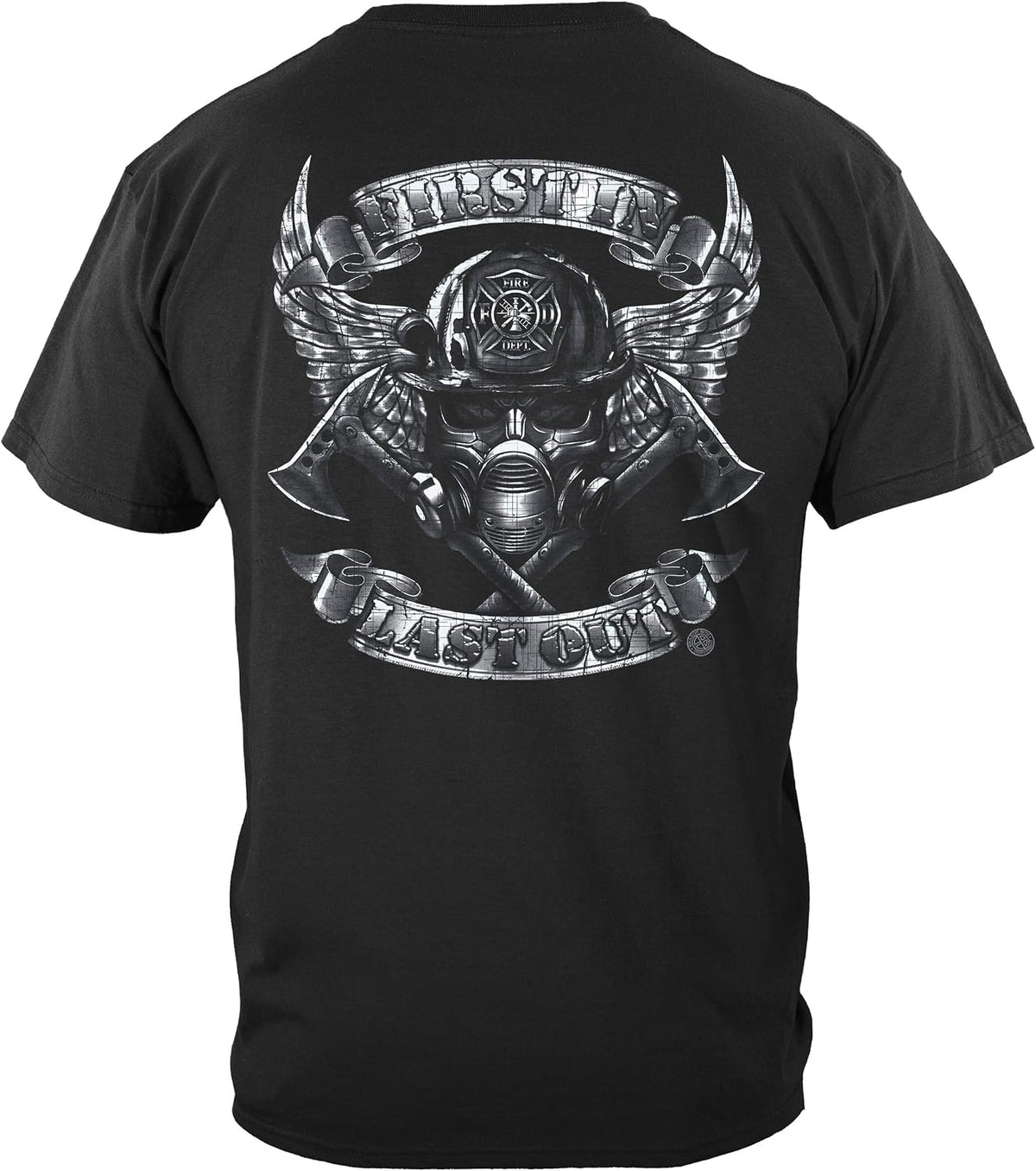 Erazor Bits Firefighter T Shirt Steel Fire Wings with Foil Stamp T Shirt - Black
