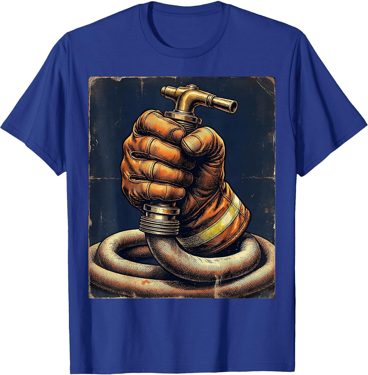 Fire Department Charged Hose Nozzle Grip Graphic T-Shirt - Royal Blue