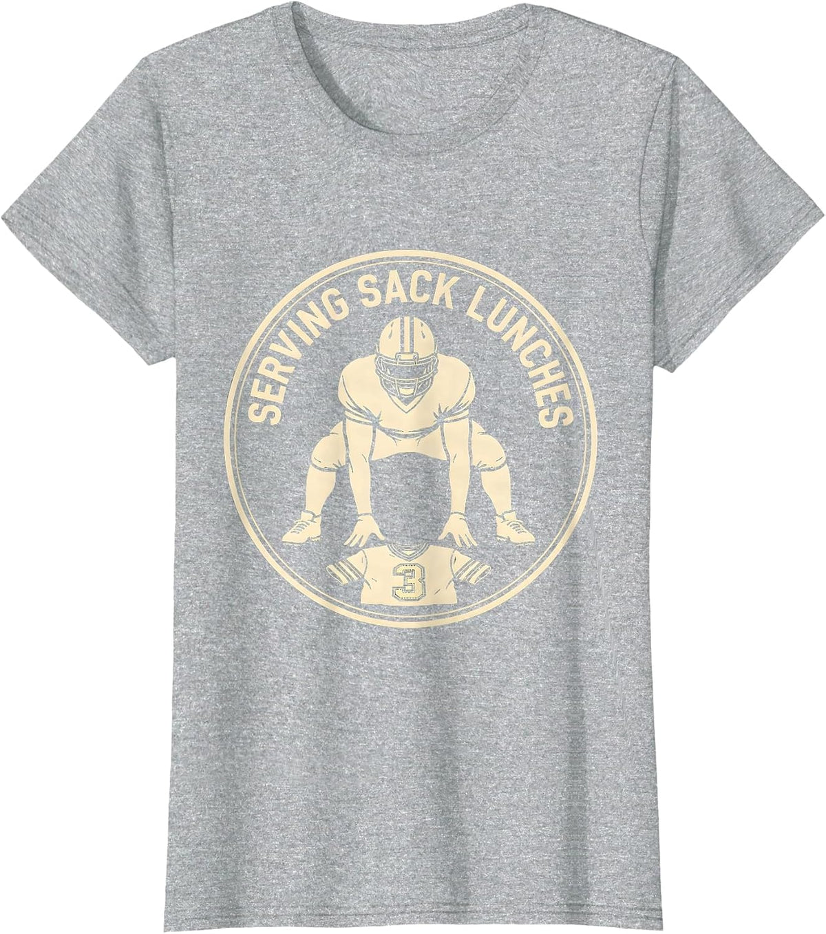 Serving Sack Lunches Funny Football Lineman Offensive T-Shirt - Heather Grey