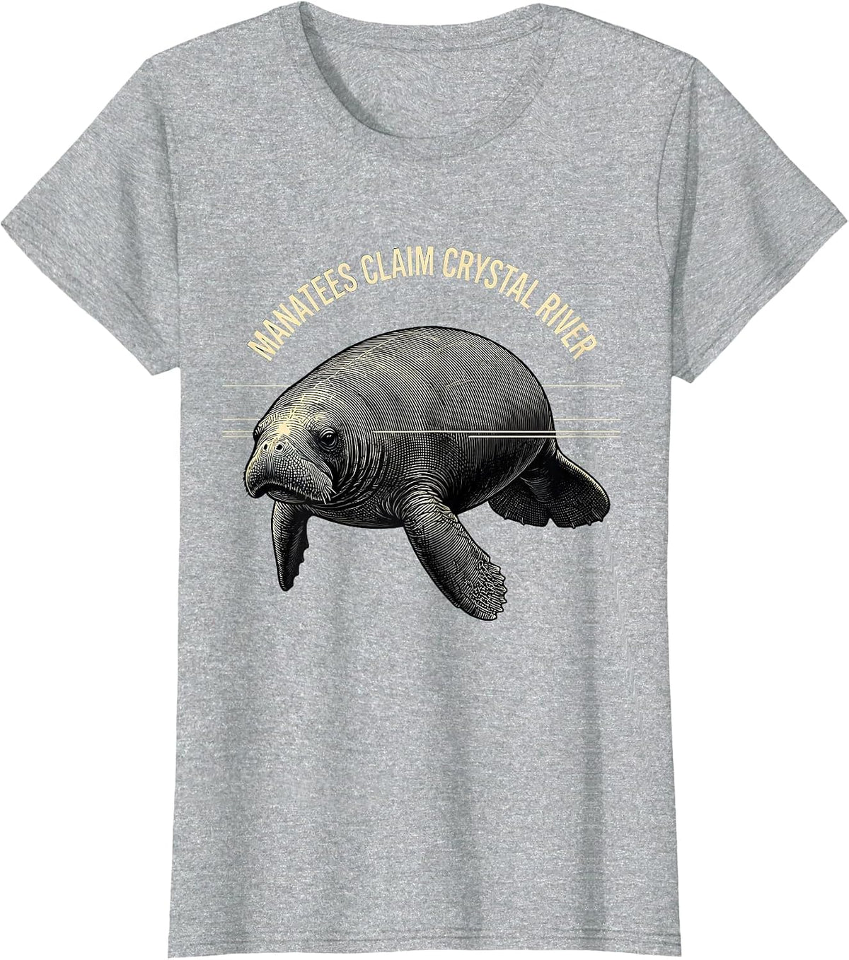 Manatees Claim Crystal River Vintage Florida Wildlife Gulf T-Shirt - Heather Grey