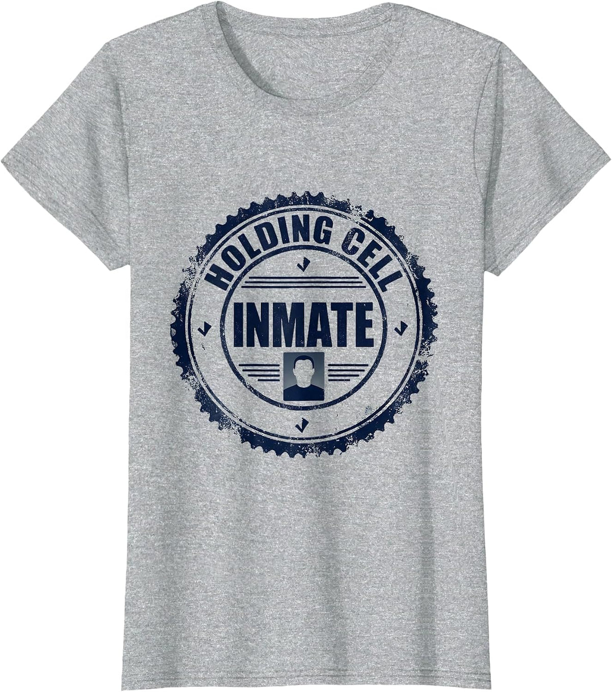 Women's Holding Cell Inmate Rubber Stamp Funny Prisoner Costume T-Shirt - Heather Grey