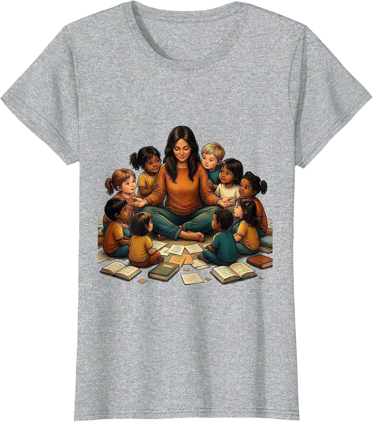 Paraprofessional Educator Children Circle Illustration T-Shirt - Heather Grey