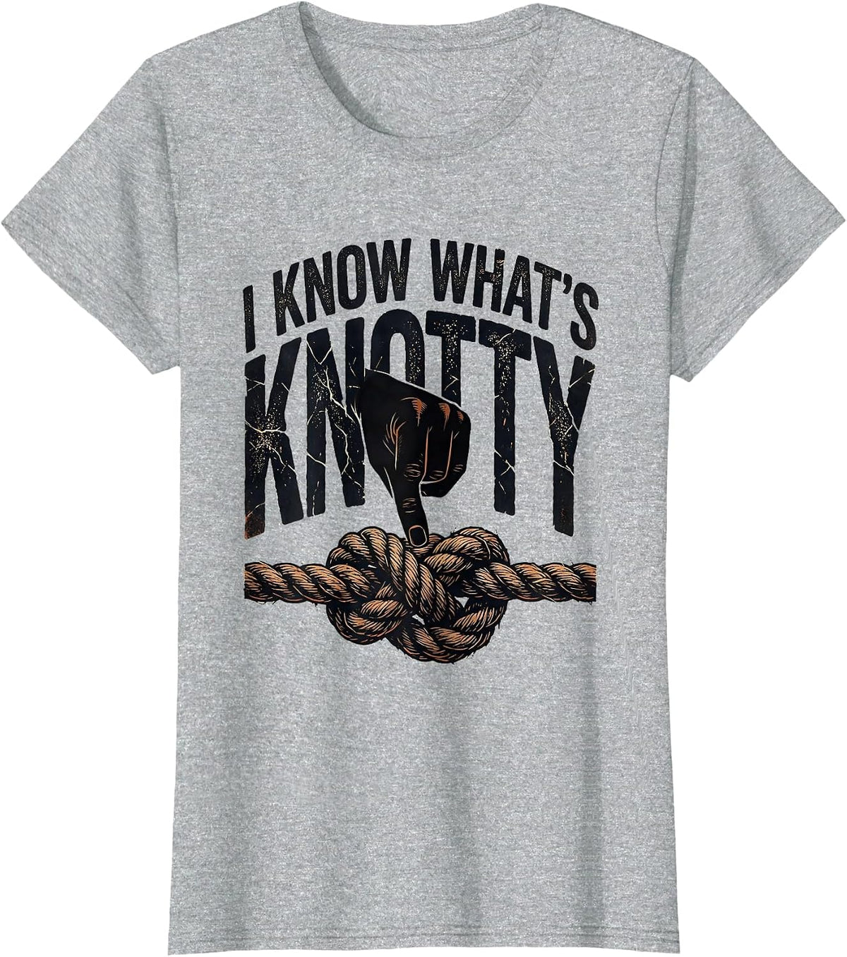 Women's I Know What's Knotty Distressed Massage Therapist T-Shirt - Heather Grey