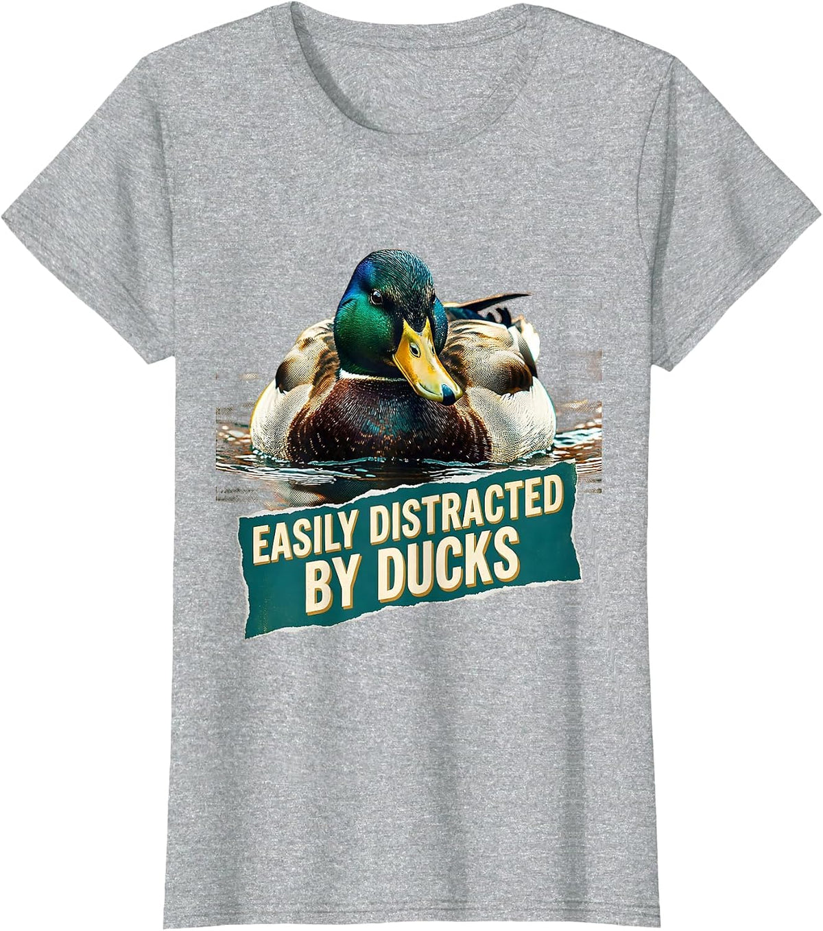 Easily Distracted By Ducks Funny Duck Lover Design T-Shirt - Heather Grey
