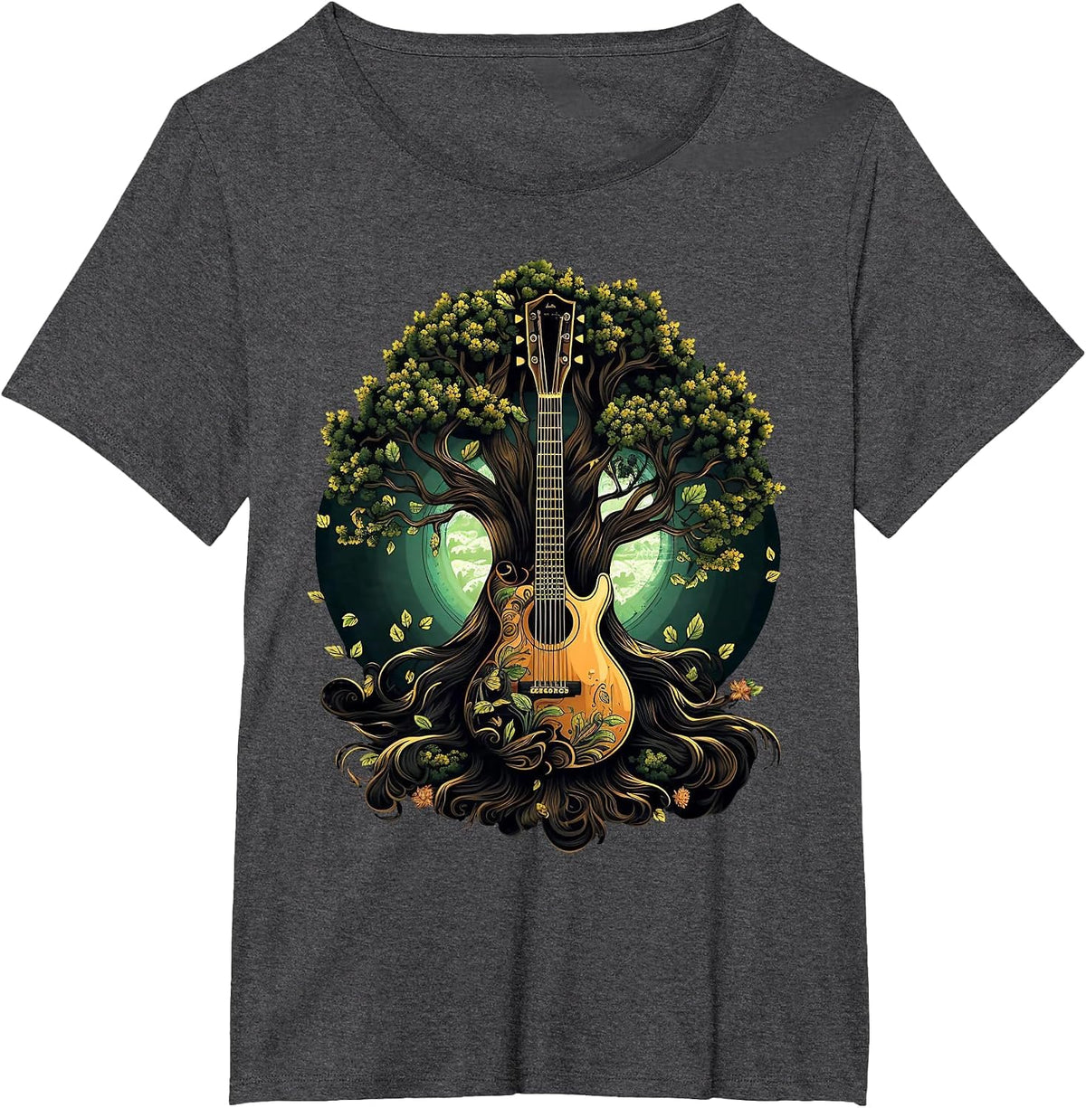 Acoustic Guitar Tree of Life T-Shirt - Dark Heather Grey