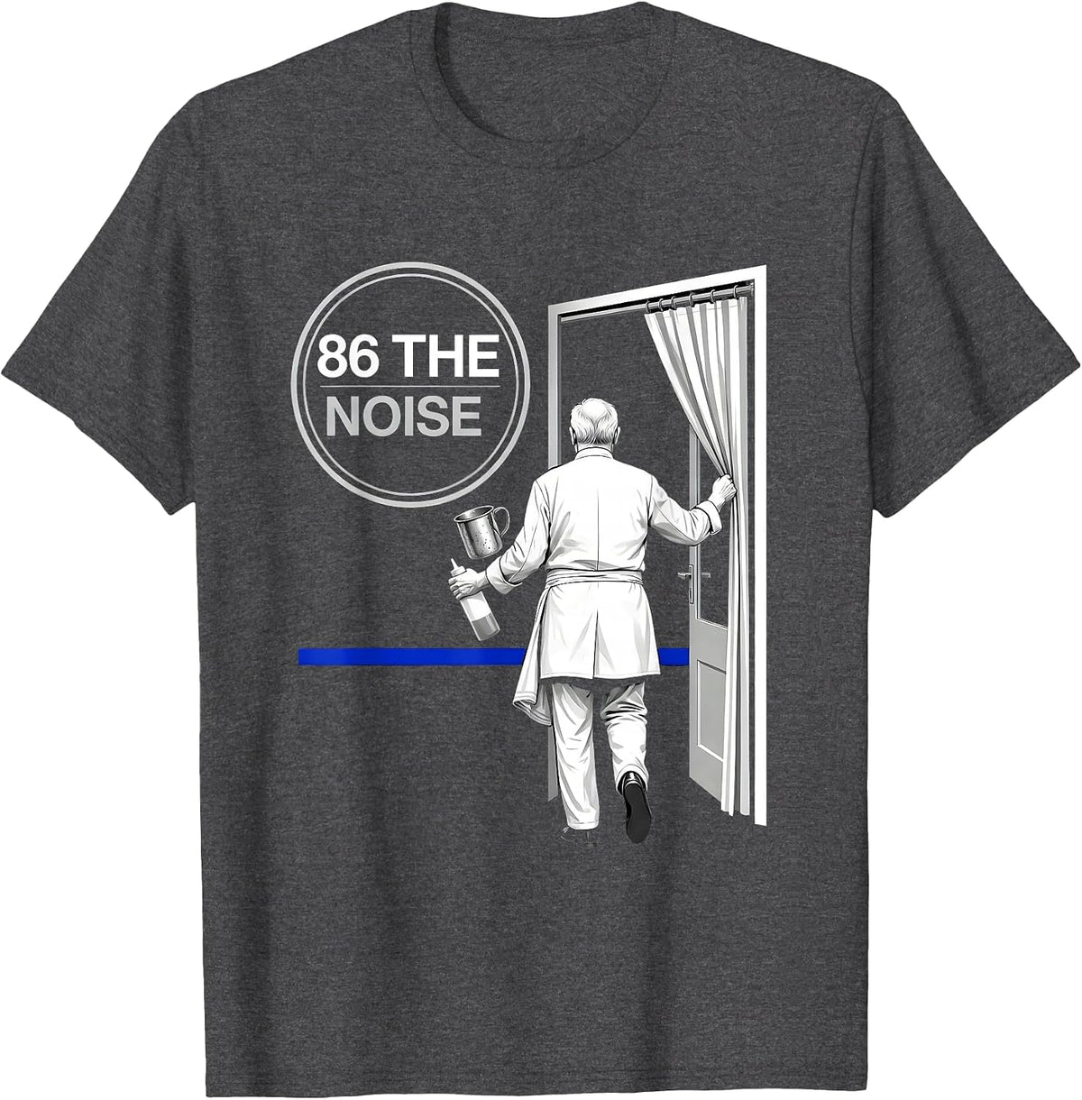 Men's Senior Kitchen Worker Back View Chef Humor T-Shirt - Dark Heather Grey