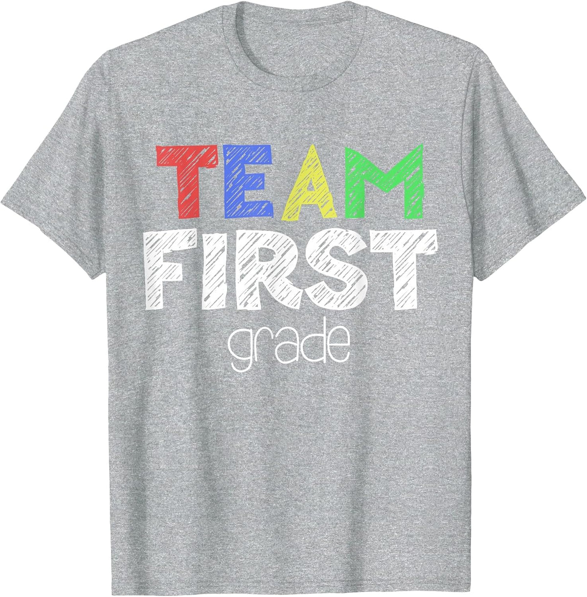 Team First Grade Shirt 1st Grade Boy Girl Back to School T-Shirt - Heather Grey