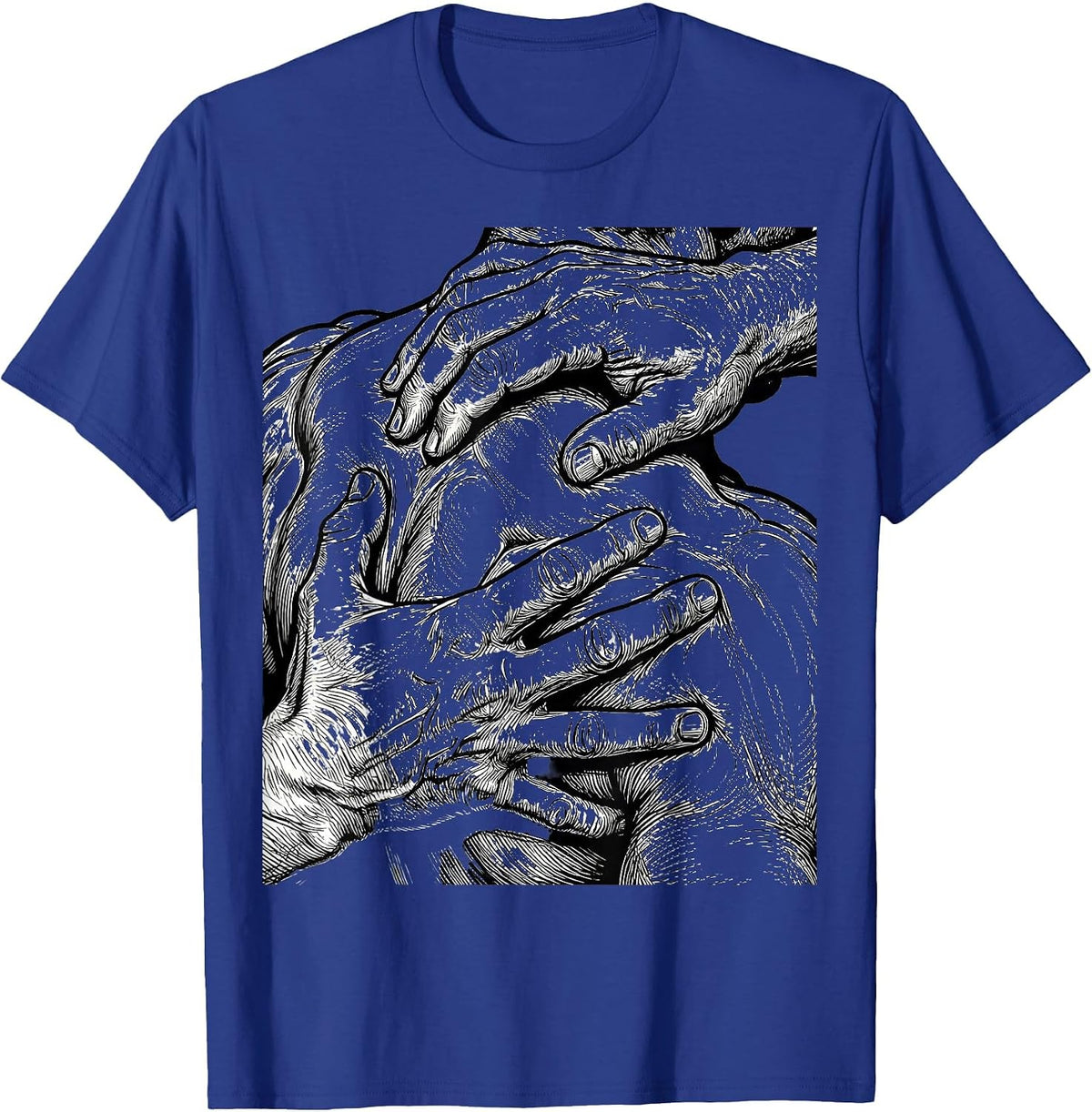 Men's Physical Therapy Shoulder Massage Illustration T-Shirt - Royal Blue
