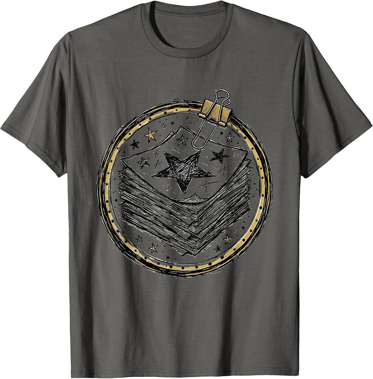 Men's Third Grade Teacher Graded Papers Gold Stars T-Shirt - Asphalt Grey
