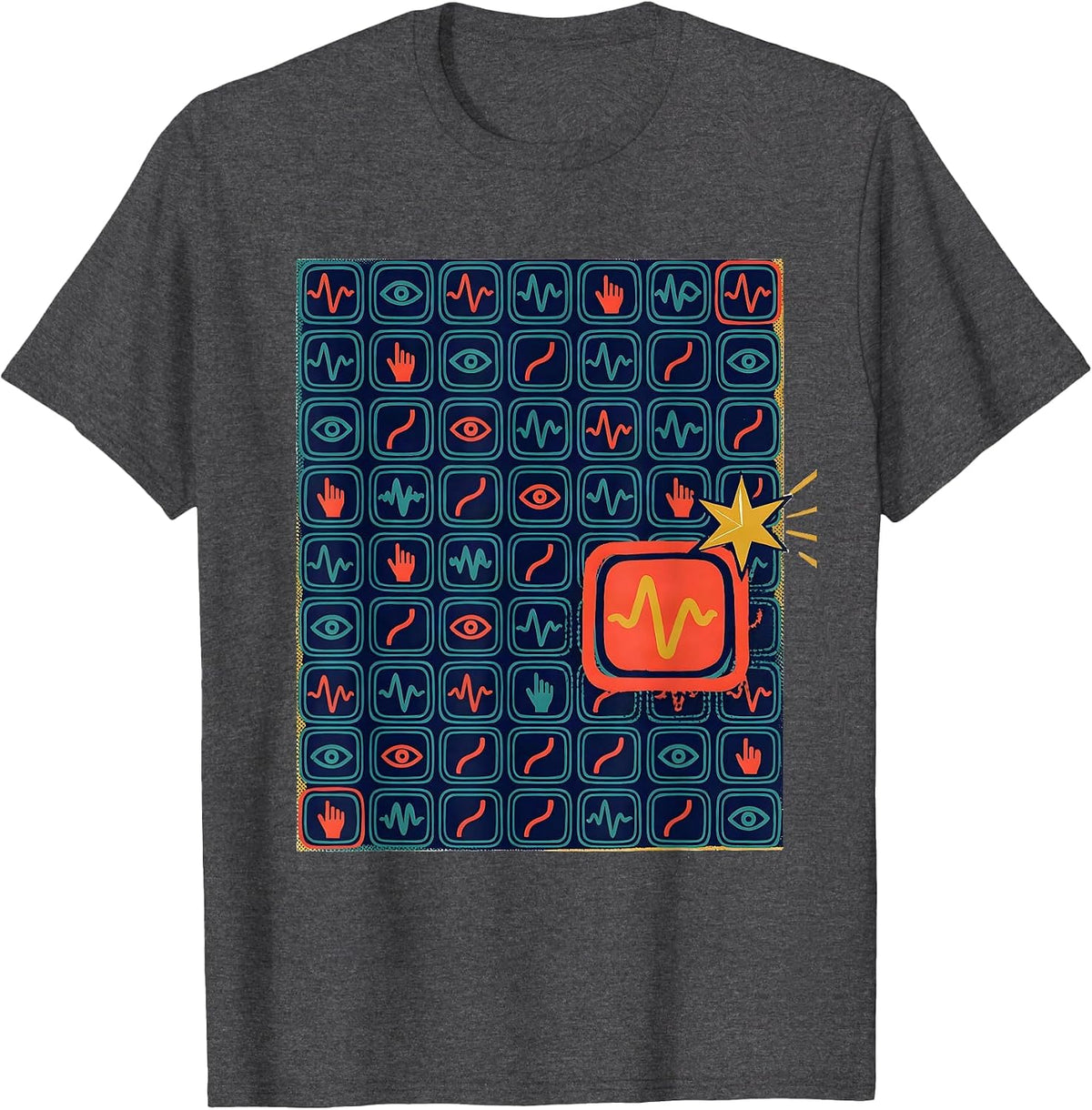 Communication Cells Screenprint Poster AAC Therapist T-Shirt - Dark Heather Grey