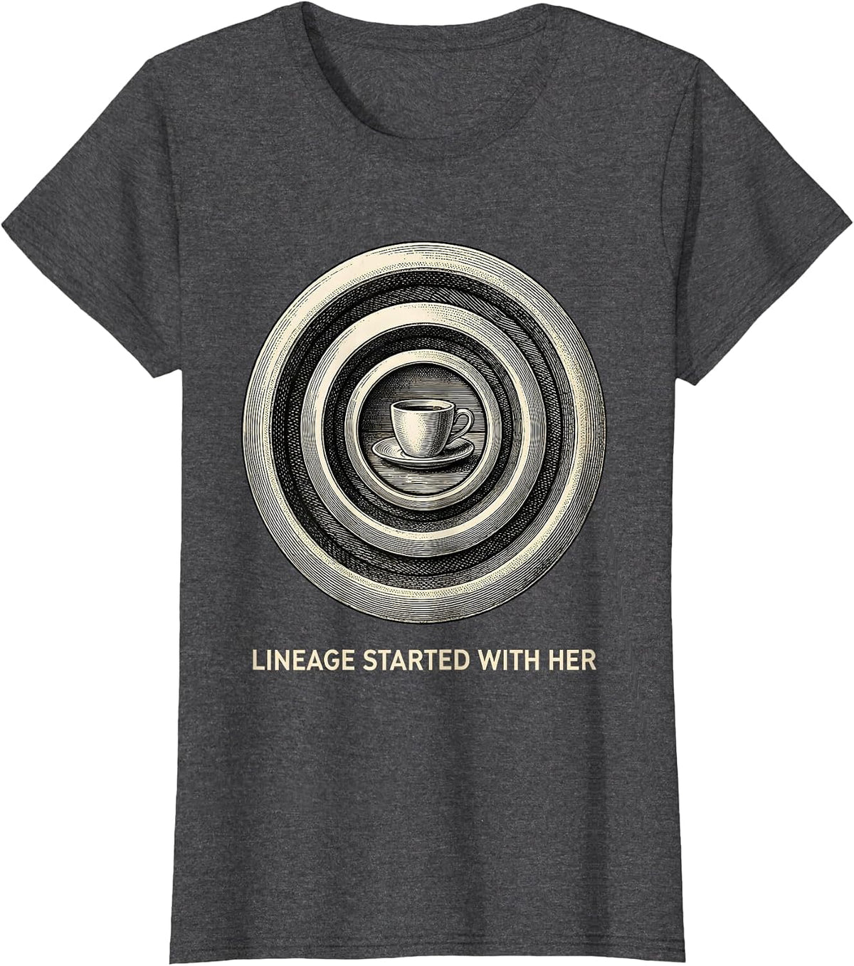 Women's Lineage Started With Her Family Matching Mother's Day T-Shirt - Dark Heather Grey
