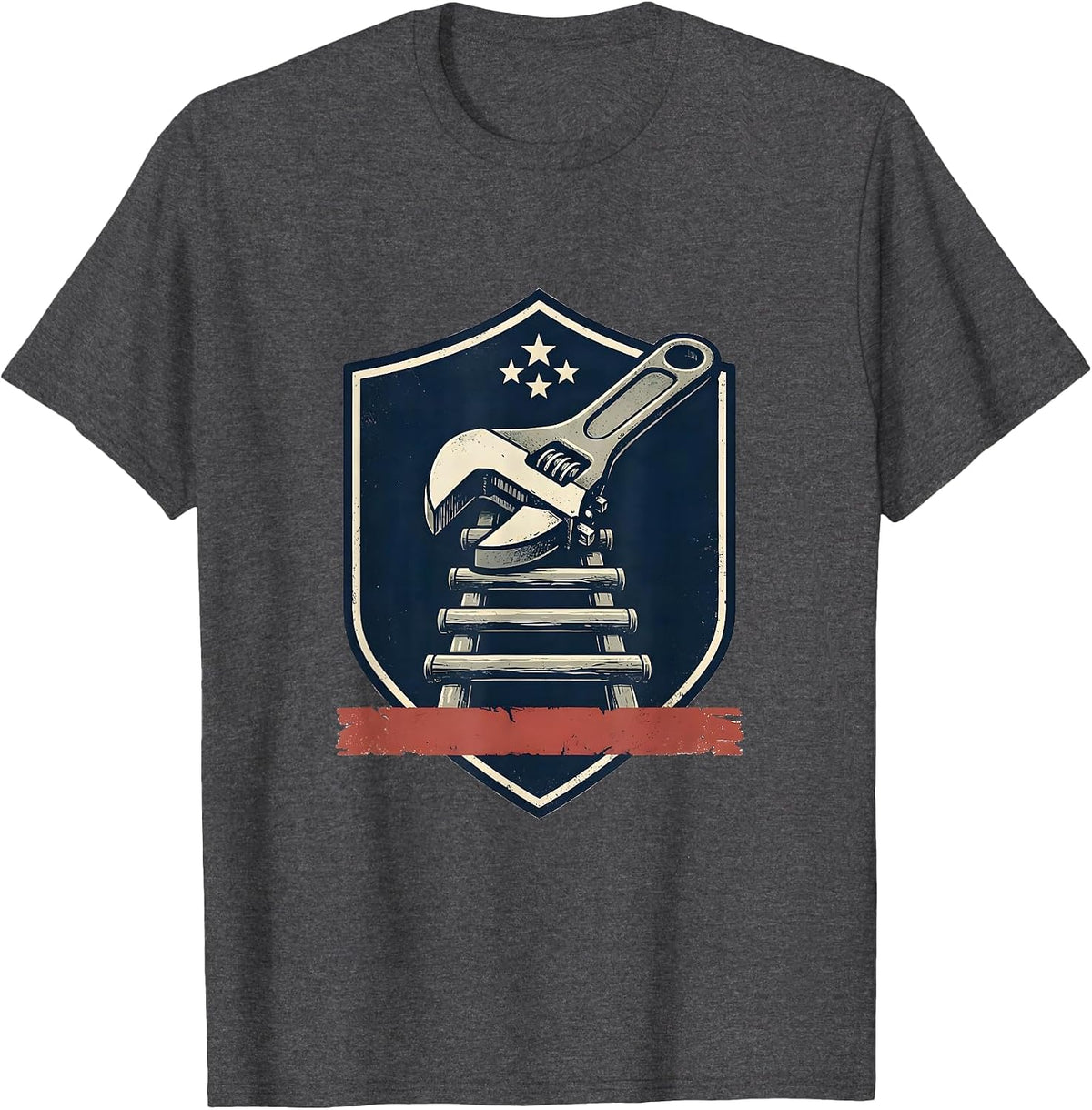 Sealed Shield Pipe Wrench Mechanic American Flag Pride T-Shirt - Dark Heather Grey