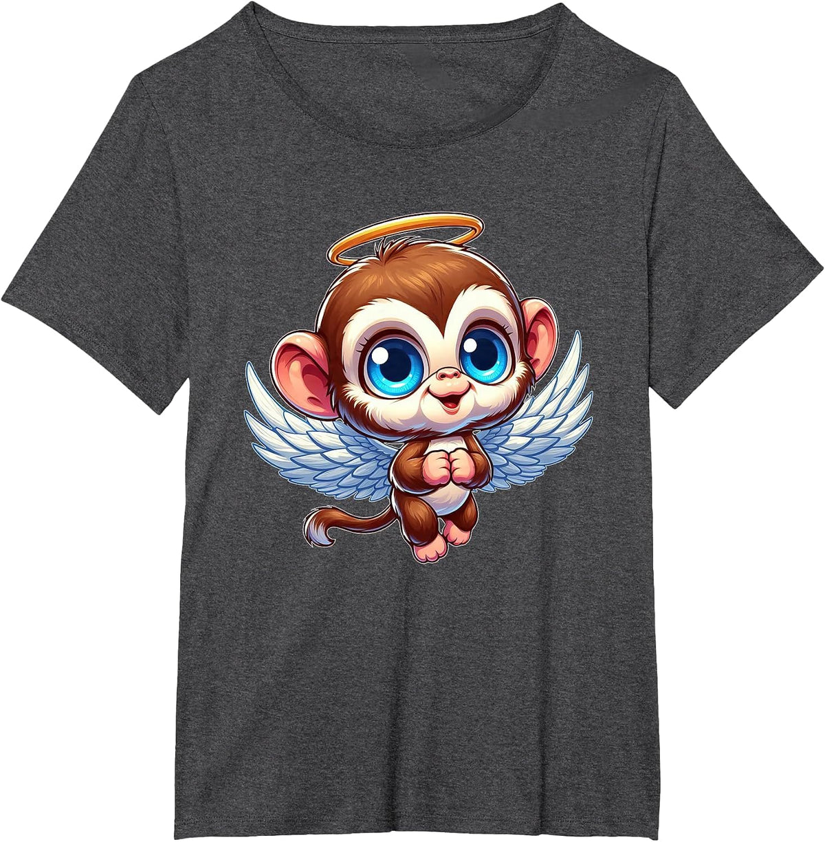 Cute Monkey Angel Chimp Angel T-Shirt - Dark Heather Grey