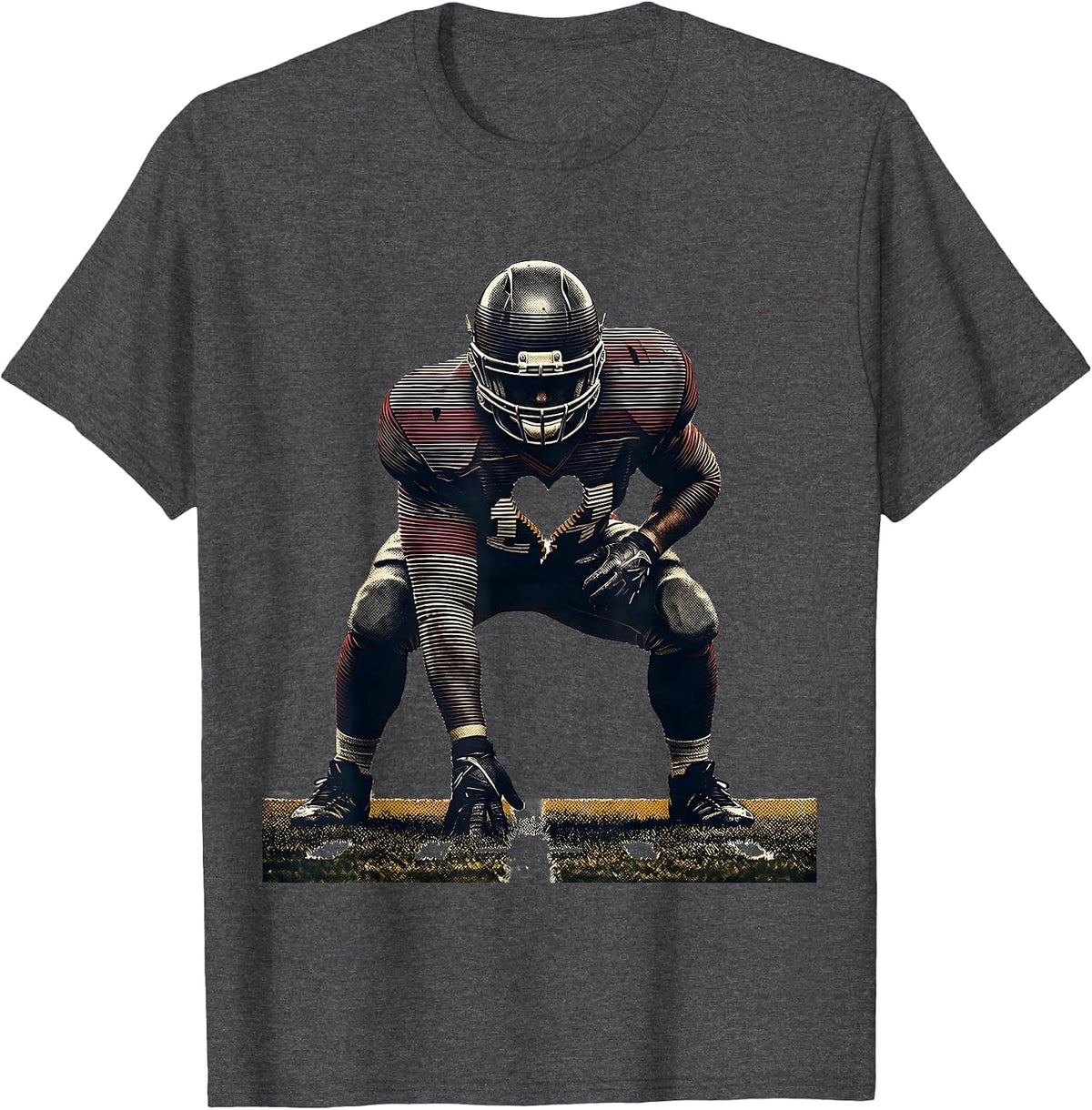 Offensive Lineman Heart Football Mom Game Day Pride T-Shirt - Dark Heather Grey