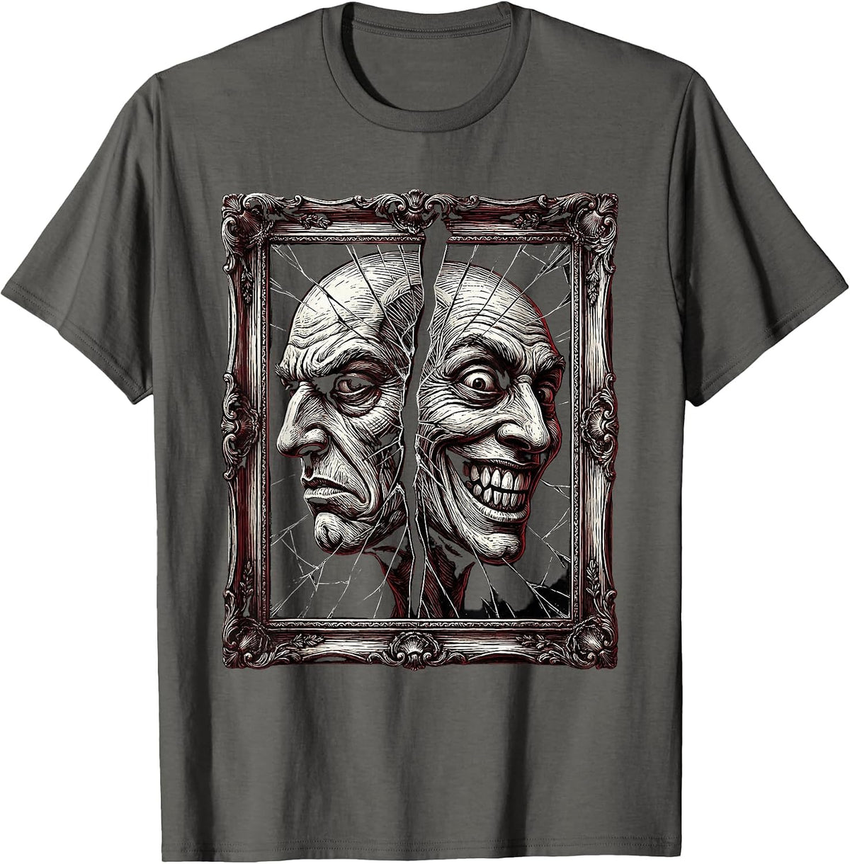 Big Brother Smiling Reflection Graphic Design T-Shirt - Asphalt Grey