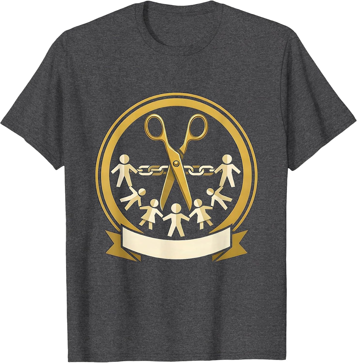 Men's Third Grade Teacher Scissors Paper Doll Graphic T-Shirt - Dark Heather Grey