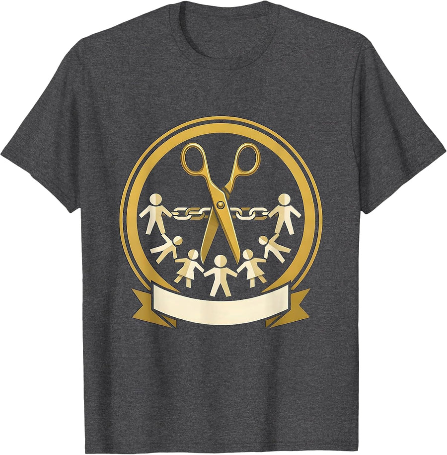 Men's Third Grade Teacher Scissors Paper Doll Graphic T-Shirt - Dark Heather Grey
