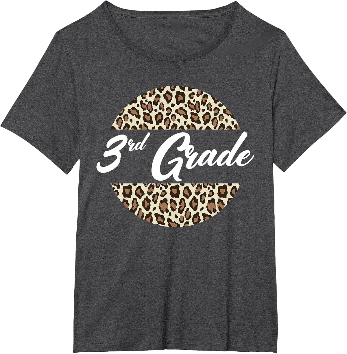 3rd Grade Cheetah Print School Teacher Student Third Grade T-Shirt - Dark Heather Grey