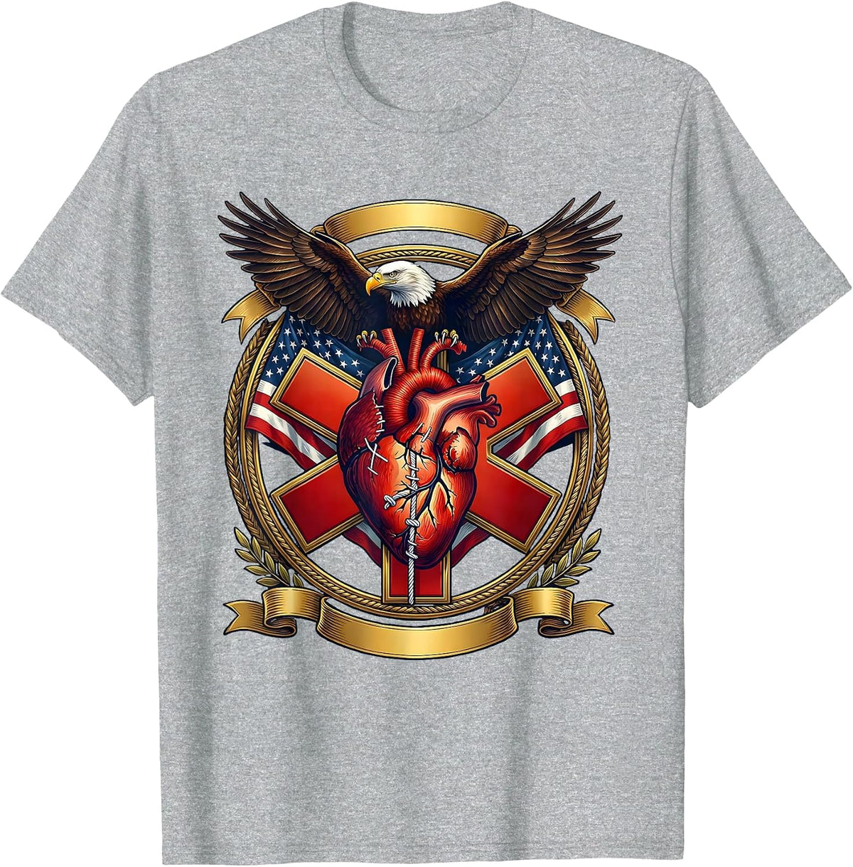 Men's EMT Broken Heart Stitched Together Graphic T-Shirt - Heather Grey