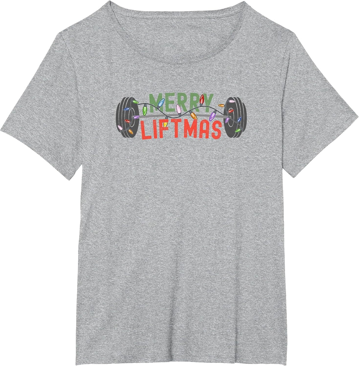 Merry Liftmas - Funny Weightlifter, Weightlifting, Weights T-Shirt - Heather Grey