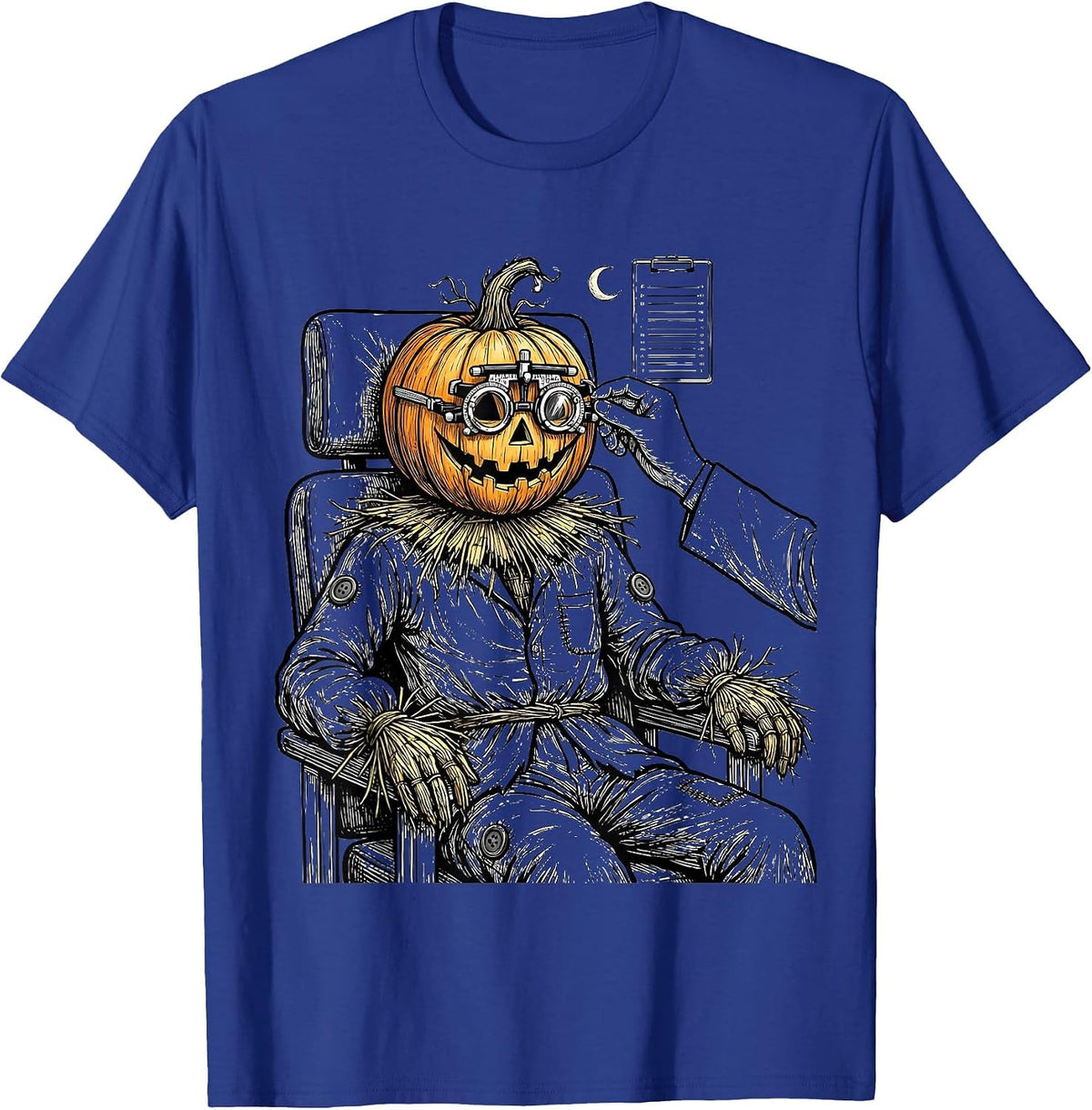 Men's Scarecrow Eye Doctor Halloween Optometry Humor T-Shirt - Royal Blue